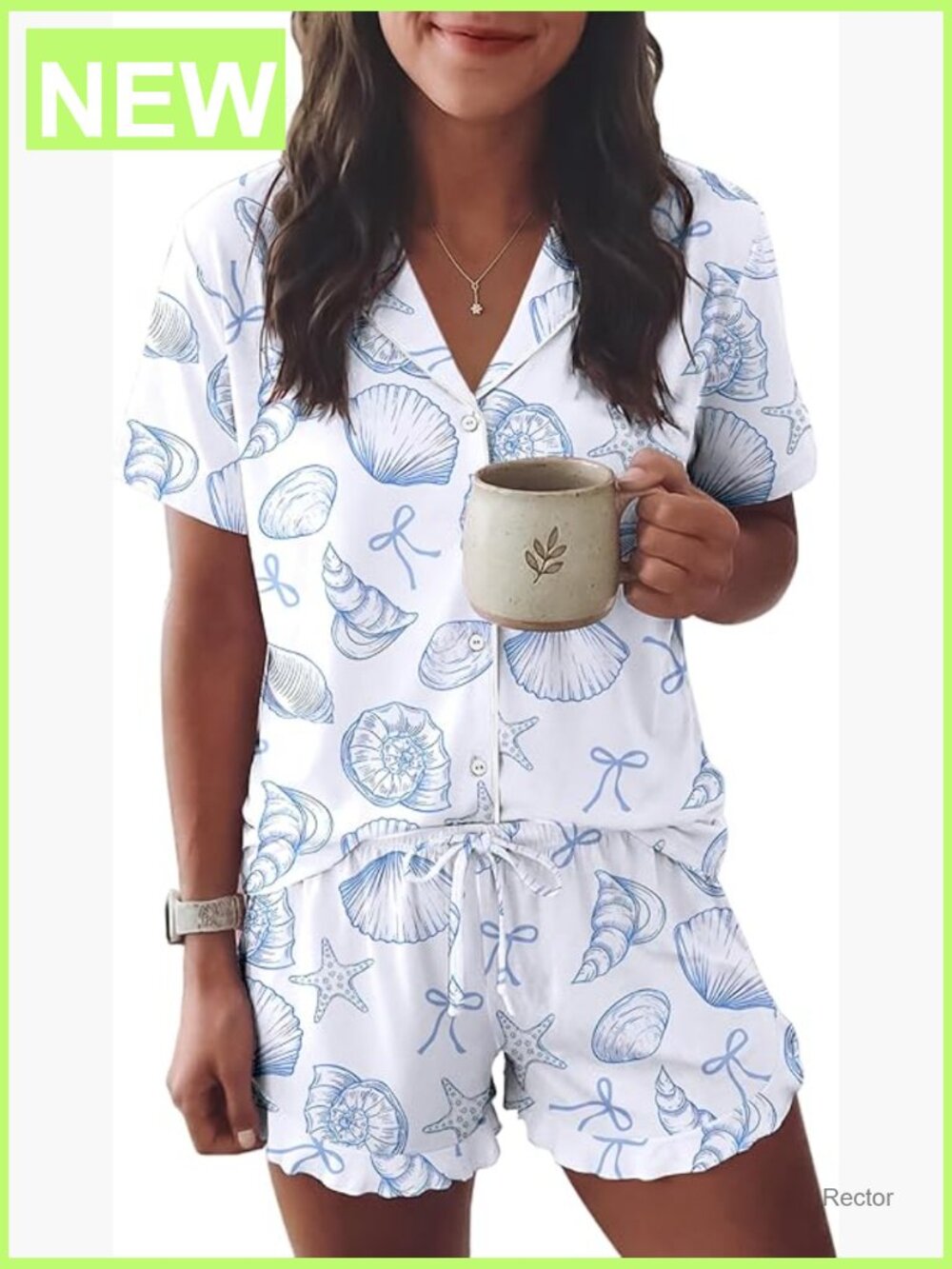 Short Sleeve Pajama Set with Ruffled Shorts